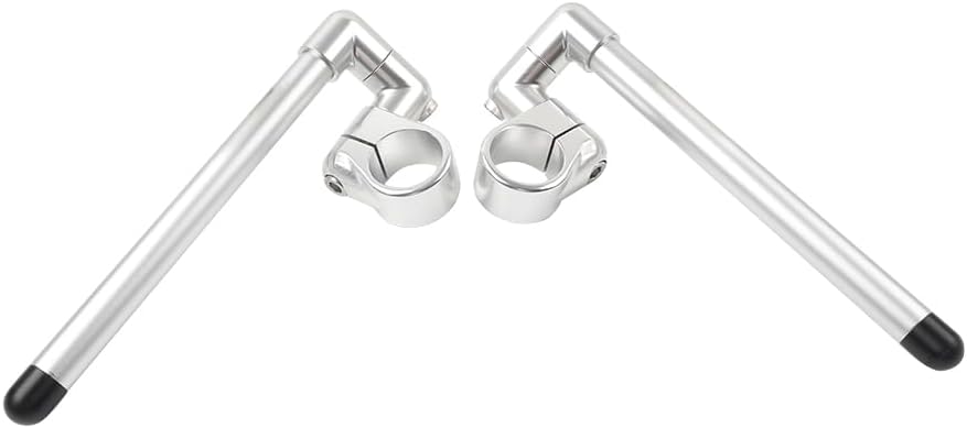 Cnthan7 1 Pair Cafe Racer Bars Handlebar Fork Tube Aluminum Silver 41mm Universal for motorcycles with 31mm~58mm fork tube
