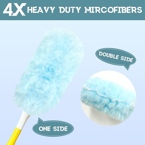Image of 50pcs 360 Dusters Refills for Swiffer Dusters with 4X Microfibers,Blue Heavy Duty Efficient Duster Kit Disposable Dusters Refills with 1 Handle for Cleaning Furniture, Blinds, Ceiling Fans, Pet Hair