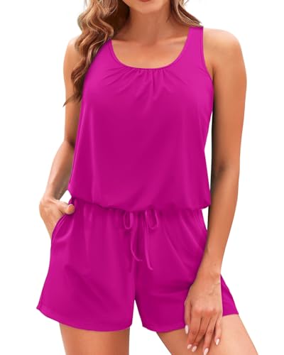 Image of Tempt Me Romper One Piece Swimsuits with Short - Women Boyleg with Pockets Modest Bathing Suit 2025 Swimwear