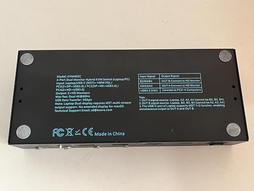 Image of 2 Monitors 4 Computers KVM Switch Laptop and Desktop 4 Port Hybrid USB-C Docking & Dual Displayport & DP HDMI & Dual HDMI 4K@60Hz KVM Switch with EDID Emulator, Support PD 100W Charging