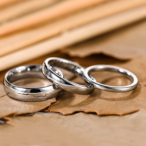 Shinyso 2Mm Thin Tungsten Carbide Wedding Rings For Women Silver High Polished Comfort Fit Size 6.5 #TOP2