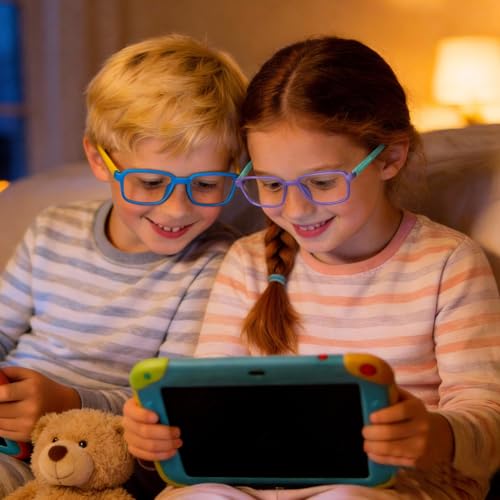 Image of Ultra-Light Blue Light Blocking Glasses with Case for Kids and Teens,Anti Eyestrain &UV400