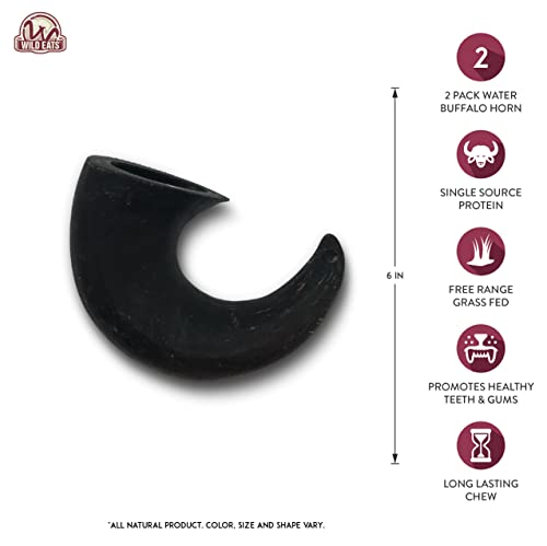 Wild Eats Water Buffalo Horn No Hide Dog Bones & Dog Chews (All Natural Single Source Protein, Grain Free Dog Treat, Long Lasting Dog Chews & Dog Bones For Aggressive Chewers (2 Pack, Medium-Horn) #TOP1