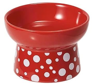 PETANGEL Ceramic Raised Cat Dog Food Bowl, Elevated Cat Food or Water Bowl, Ceramic Food Bowl for Protecting Spine, Backflow Prevention and Anti-Vomiting, Pet Food Bowl Dishwasher Safe - (Red)