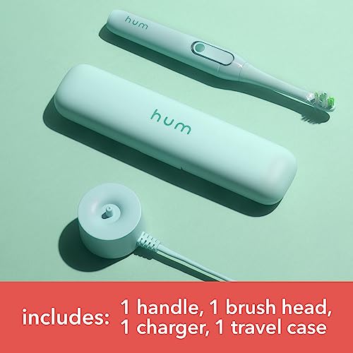 Colgate Adult Hum Smart Electric Toothbrush Kit, Rechargeable Sonic Toothbrush With Travel Case And Replacement Head, Teal, 1 count