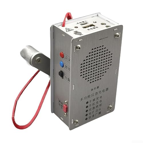 Getdoublerich Batería externa dinamo de manivela para carga móvil y campamento al aire libre, cargador de batería portátil para senderismo, supervivencia y emergencias (versión de batería)