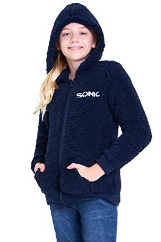 Sonic The Hedgehog Sudadera Niño Cremallera Chaqueta Forro Polar 4-10 Años (Azul Marino, 7-8...
