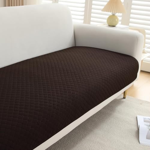 Image of HOKIPO Quilted 2 Seater Sofa Cover Seat Mat, Dark Brown (NEW-IN-720-DBR)