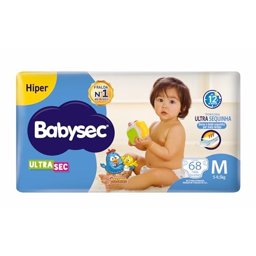 Babysec Fraldas Descartáveis Ultrasec Galinha Pintadinha, 72 Unidades, Tamanho M 5 - 9, 5 Kg, Babysec, Azul, M