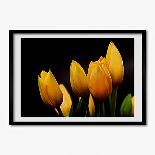 Cadre photo tulipes jaunes 70x50 cm pour illuminer votre decoration de salon
