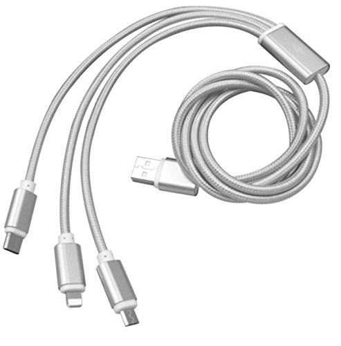 IGADG 3 in 1 Multi USB Data Cable - Silver (Type C, Micro USB and ...