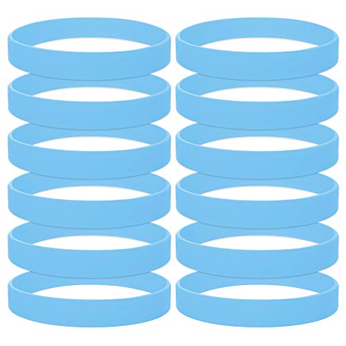 GOGO 12 PCS Cambridge Blue Silicone Wristbands for Kids Rubber Bracelets Bulk for Party Favors