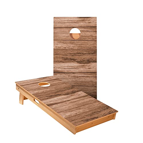 Skip's Garage Horizontal Barn Wood Cornhole Boards - Includes (2) Boards (Resin Bags) + (1) Carry Case, (2) Hole Lights & (2) Edge Lights