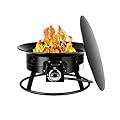 Camplux Portable Propane Gas Fire Pit, Outdoor Gas Fire Bowl with Cover, Carry Kit and Natural Lava Rocks, Auto-Ignition 19 Inch Diameter