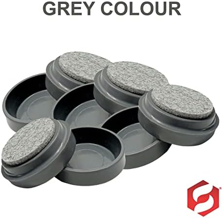 SUL Castor Caster Cup With Felt Pad Non Slip Floor Protector Glide For Chair Leg, Sofa Protect Wood Laminate Floor Tile Lino Floor From Scratch Dimension 66mm -8Pk Grey