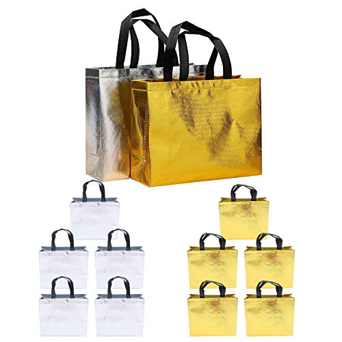 NC56 10PCS Glossy Grocery Bag, Vliesgeschenktüte mit Griff, für Weihnachtsveranstaltung, Halloween-Party, Geburtstag