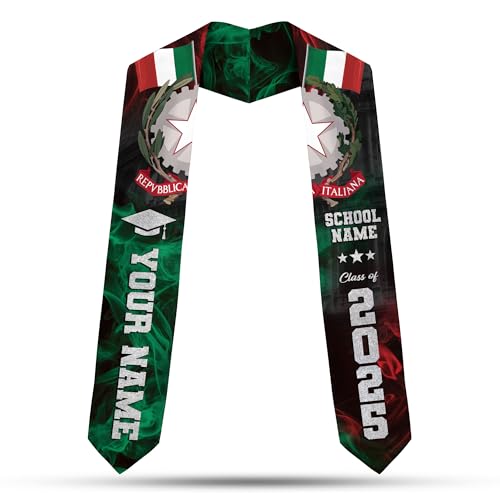 MonkeyVan Custom Italians Flag Graduation Sash 2025, Italian Graduation Sash, Italia Graduation Stole Class of 2025 It4