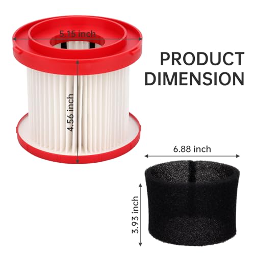 49-90-1900 Replacement Filters Compatible With Milwaukee Vacuum M18 Cordless Wet Dry Vacuum 0780-20 0880-20 & M12 0960-20 - 2 HEPA Filter + 4 Foam Sleeve Filter (Not for 0882-20) by Sgizoku - Used condition - Image 2