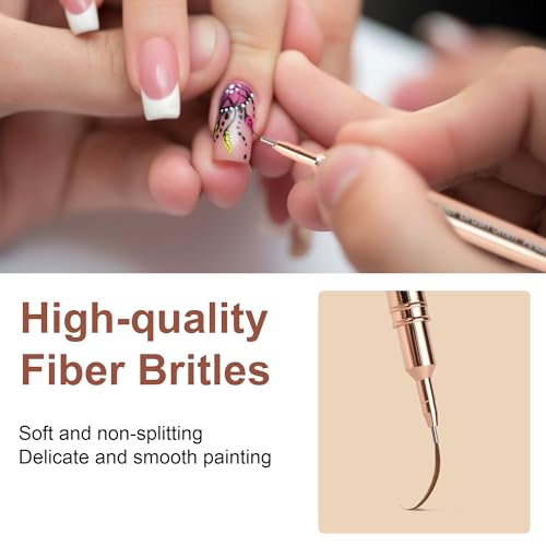 Image of Artdone Metallic Nail Art Pens, Liner Brushes Set, 5PCS Gold Nail Tools | For Long Lines, Thin Details, Fine Drawing, Liner Brush UV Gel Polish Painting Nail Design Sizes 5 /8 /12 /20 /25mm