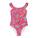 PAICUPA Girls Swimsuit UPF 50+ for Beach Pool,Ruffle...