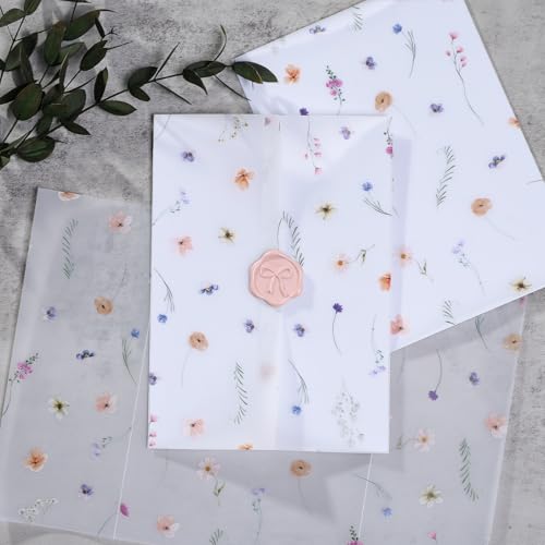 UNIQOOO 50 Pack Garden Flower Pre-Folded Vellum Jackets for 5x7 Invitations, Elegant Semi-Transparent Vellum Paper, 115GSM Vellum Wedding Invitation Accessories by UNIQOOO - Image 9