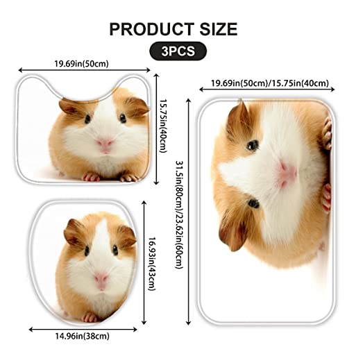 Badematte Meerschweinchen Hamster Weiß Badematten Set rutschfest Waschbar Badgarnitur 3teilig - WC Deckelbezug U… – Bild 3