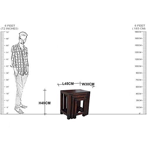 Image of Custom Decor Gibson Brown Solid Wooden Nesting Tables Set of 3 - Dark Walnut
