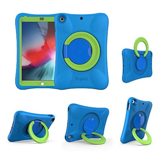 NLR barn EVA-fodral för iPad | Stabilt stativ i flera riktningar | Kompatibel med 9,7-tums ny iPad 2018/2017 (sjätte/5:e generationen) / iPad Air 2/iPad Air (blå + grön)