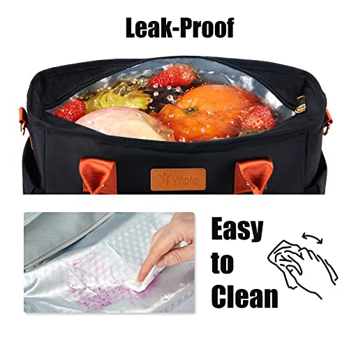 Yitote Lunch Bag Women Insulated With 4 Icepacks,Cute Lunch Bags For Women With Bottle Holder,Lunch Box For Women Lunch Bag With Adjustable Shoulder Strap,Women Lunch Bags For Work (Black) #TOP3