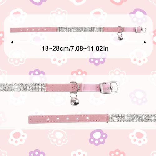 Rosa Strasssteine Welpenhalsbänder Strass Hundehalsband, Glitzer Kristall Steine MäDchen Halsband Kleine Hunde Klein Katze Einstellbar Soft Kitten Hundehalsband mit Strasssteinen besetzt für Haustiere