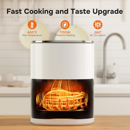 Image of Simple Deluxe Air Fryer - 6.34 QT Digital Airfryer with Visible Window, 12 Presets Functions, Nonstick and Dishwasher-Safe Basket, 1700W, Beige