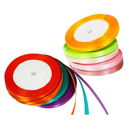 ledmomo サテン リボン 風船リボン 両面 光沢 手芸 雑貨 工芸品 飾り DIY 結婚式 誕生日 幅6mmx長22m巻 8巻セット