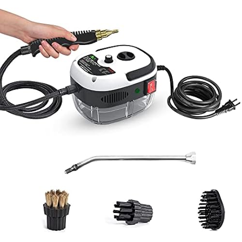 2500W Handheld Steam Cleaner High Temperature Pressurized Steam Cleaning Machine Portable Car Steamer with Brush Heads (White)