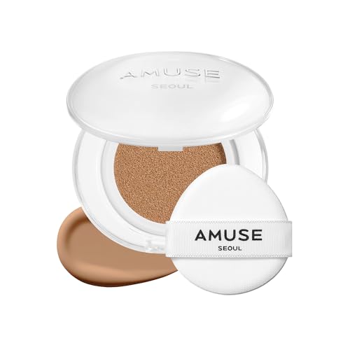 AMUSE SEOUL Ceramic Skin Perfector Cushion Foundation (05 WALNUT), Flawless Coverage, Semi Matte Glow, Long Lasting, Lightweight Satin Finish, Vegan, Korean Beauty Makeup (15g)