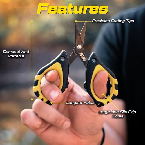 Image of Beyond Fishing - 4.5 inch Fishing Scissors for Braided Line, Stainless Steel with Serrated Blades, Non Slip Grip, Large Finger Holes Fishing Line Cutter (Pack of 2)