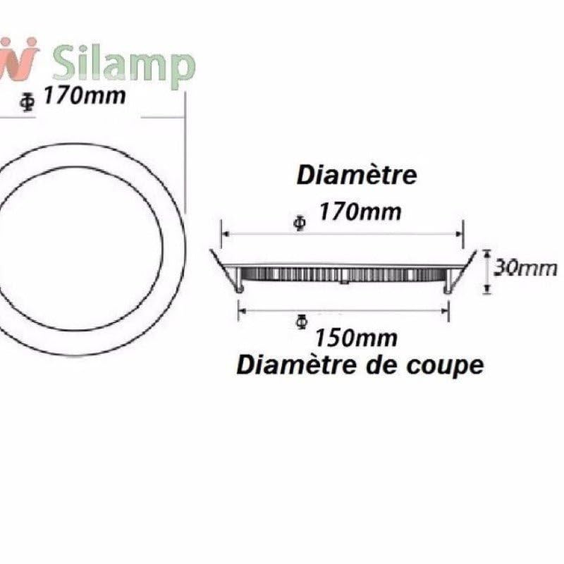 SILAMP Spot LED Encastrable Rond ALU 12W Pack de 5 Blanc Neutre 4000K-5500K