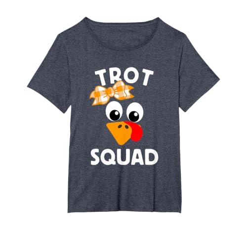 Thanksgiving Day Running Turkey Trot Squad T-Shirt, Women's Plus, Heather Blue, 1X