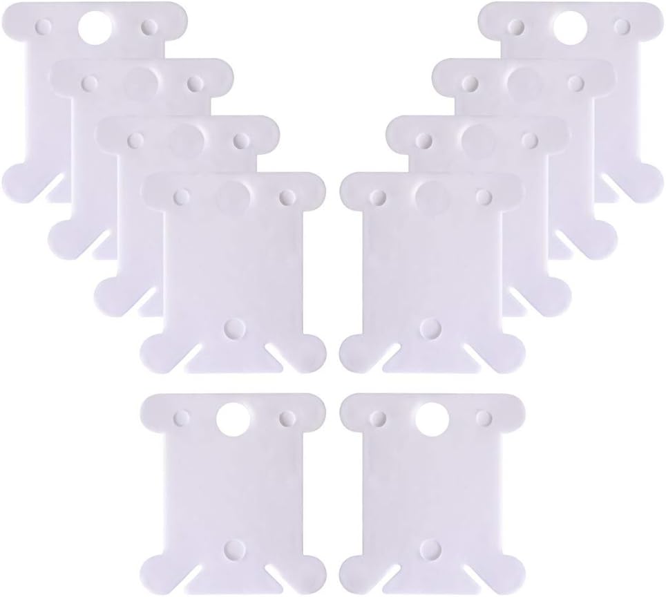 Zehhe White Plastic Floss Bobbins Embroidery Thread Cards Cross Stitch Bobbin Thread Organizer