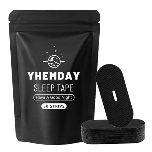 YHEMDAY 口閉じテープ 30枚入り いびき防止 快眠グッズ 口呼吸防止 鼻呼吸へ いびき 口・のどの乾燥 軽減 肌にやさしい 鼻呼吸テープくろ（Amazon）