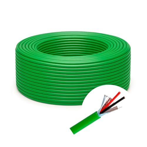 Cable BUS LSZH Verde – para Videoportero Digital, Domótica KNX y Control de Accesos – Libre de Halógenos – 100 m – Center Cable (1x2x0,8mm LSZH Eca)