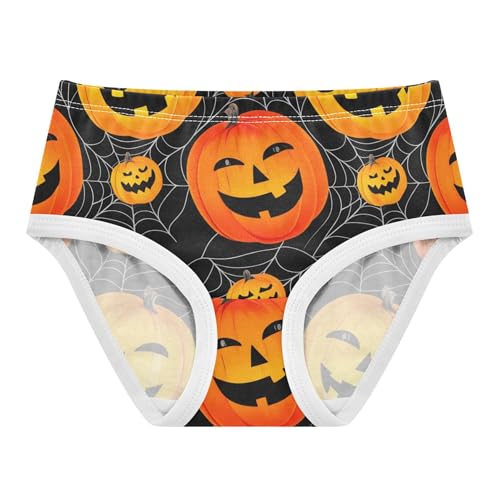 Orange Jack Lantern Pumpkins Spiderweb Girls Underwear Toddler 2t Cotton Panties for Girl Colorful Kids Undies Briefs