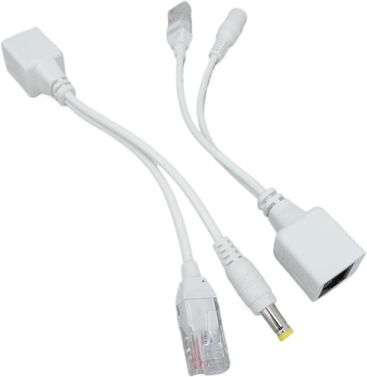 White POE Passive Power Supply RJ45 DC Ethernet Adapter Cable Power Supply Module 12-48V(2 Pair)