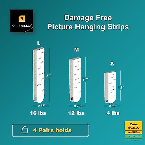 Cubefeller Large Picture Hanging Strips | 30 Pairs, Removable Hook And Loop Tape, Picture Hanger Damage Free, Adhesive Strips For Frame Hanging And Large Picture #TOP5