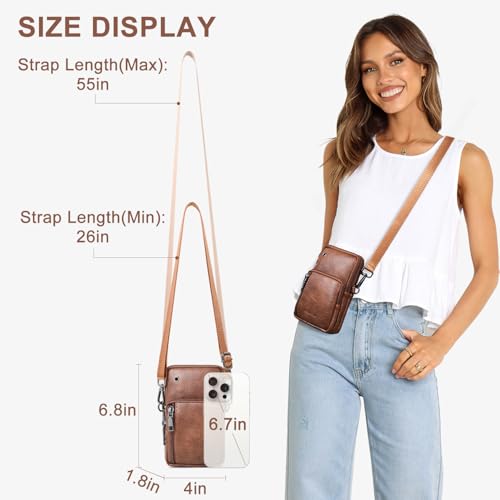 Bluome Small Crossbody Phone Purse for Women –PU Leather Crossbody Handbag Wallets Shoulder Travel Bag with Headphone Jack2