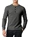 H2H Mens Casual Henley Slim Fit Long Sleeve T Shirts Of Waffle Cotton CHARCOAL US M/Asia L (CMTTL045)