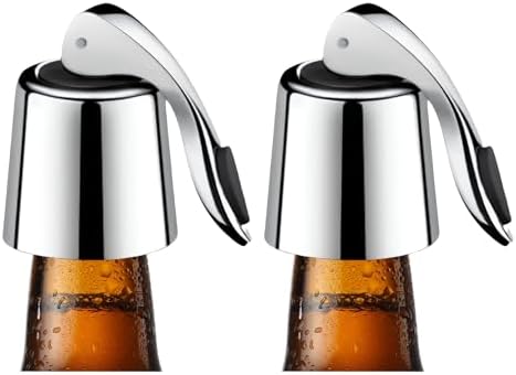 2-Pack Stainless Steel Wine Stoppers - Silicone Seal for Freshnes...