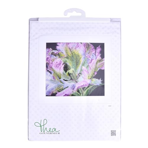 Image of Thea Gouverneur - Counted Cross Stitch Kit - Tulip - Aida - 18 Count - Embroidery Kit for Adults - DMC Embroidery Threads and Other Cross Stitch Supplies Included - 494A