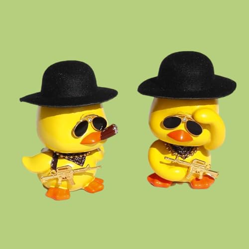 TAOHUAJIANG Cool Shaking Head Yellow Duck Bobbleheads for Car Dashboard Funny Rubber Ducks Car Decor Cool Ducks Shaking Head Doll for Dashboard Decorations (A) - Thumbnail 4