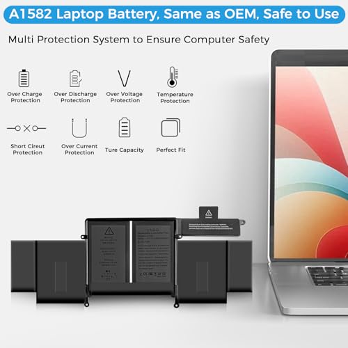 Image of A1502 Battery, A1582 A1493 Battery Replacement for MacBook Pro 13 Inch Retina A1502 (Mid 2014 Early 2015 Late 2013) (Upgraded High Performance 11.42V 74.9Wh 6559mAh Li-Polymer)