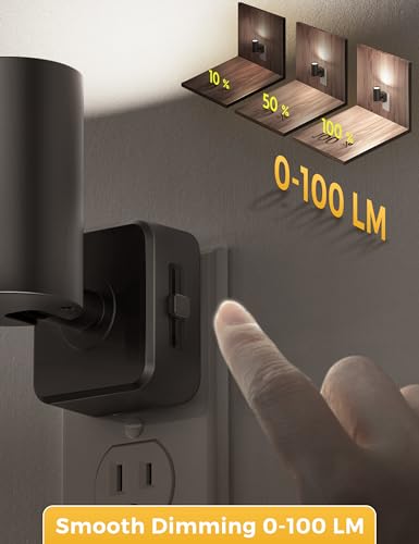 Image of L LOHAS LED Night Lights Plug into Wall, [2-Pack] Rotatable Night Lights with Dusk to Dawn Sensor, 0-100 LM Brightness Adjustable,Daylight White 5000K Spot Light Indoor for Bathroom Hallway